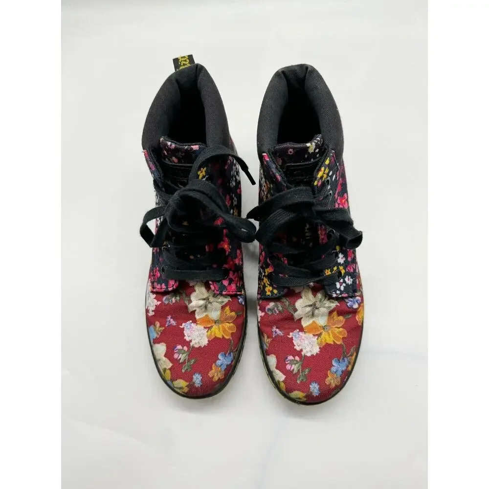Dr. Martens Maelly Dark Floral Canvas Upper High Top Combat Boots Women’s Size 5 - Picture 4 of 12